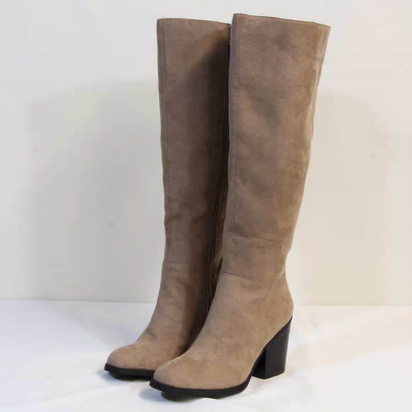 MIA Ashley Tan Suede Knee HIgh Riding Zipper Boot - Picture 6 of 8